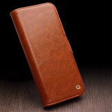 iPhone 15 Plus leren bookcase hoes - Cognac