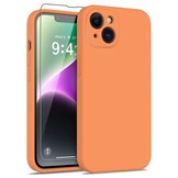 iPhone 15 Hoesje Flexibel silicone Backcover - Oranje + Gratis beschermglas