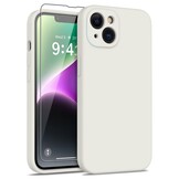 iPhone 15 Hoesje Flexibel silicone Backcover - Beige + Gratis beschermglas