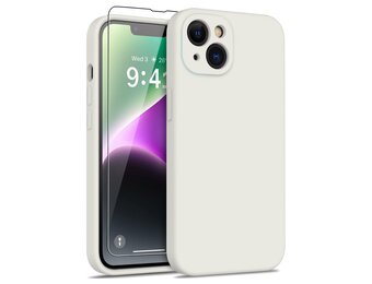 Lunso - iPhone 15 - Hoesje Flexibel silicone Backcover - Beige