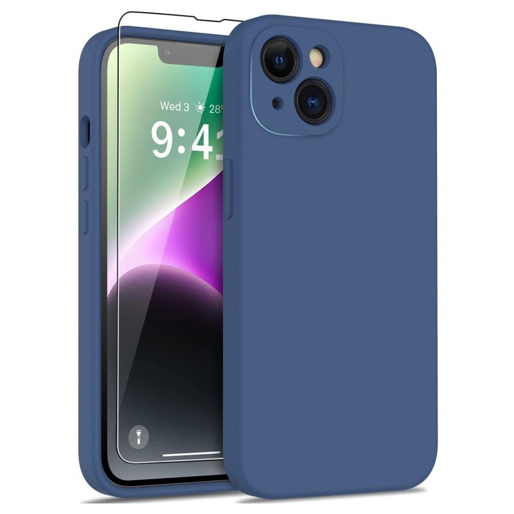 Lunso - iPhone 15 - Hoesje Flexibel silicone Backcover - Donkerblauw
