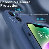 iPhone 15 Hoesje Flexibel silicone Backcover - Donkerblauw + Gratis beschermglas