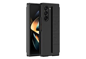 Lunso - Samsung Galaxy Z Fold5 hoes met polsband - wrist strap - Zwart