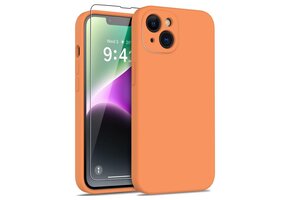Lunso - iPhone 15 Plus - Hoesje Flexibel silicone Backcover - Oranje