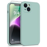 iPhone 15 Plus Hoesje Flexibel silicone Backcover - Mint groen + Gratis beschermglas