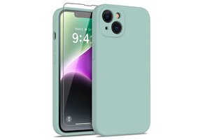 Lunso - iPhone 15 Plus - Hoesje Flexibel silicone Backcover - Mint groen