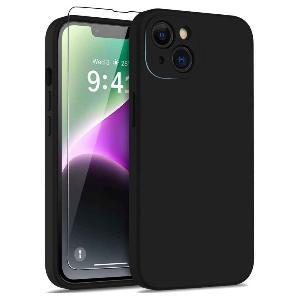 Lunso - iPhone 15 Plus - Hoesje Flexibel silicone Backcover - Zwart