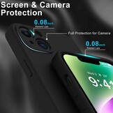 iPhone 15 Plus Hoesje Flexibel silicone Backcover - Zwart + Gratis beschermglas