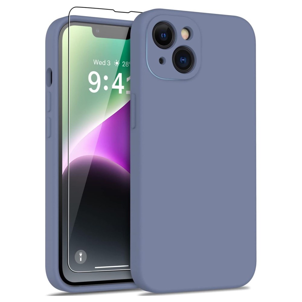iPhone 15 Plus Hoesje Flexibel silicone Backcover - Lavendel + Gratis beschermglas