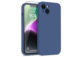 Lunso - iPhone 15 Plus - Hoesje Flexibel silicone Backcover - Donkerblauw