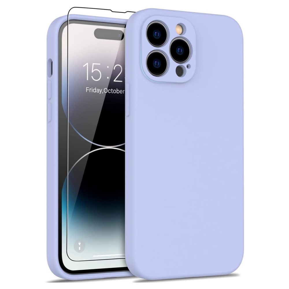 iPhone 15 Pro Hoesje Flexibel silicone Backcover - Lila + Gratis beschermglas