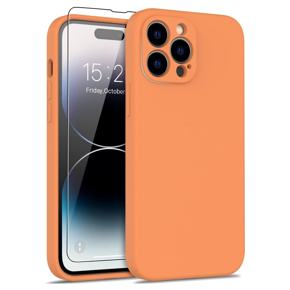 iPhone 15 Pro Hoesje Flexibel silicone Backcover - Oranje + Gratis beschermglas