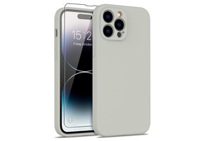 Lunso - iPhone 15 Pro - Hoesje Flexibel silicone Backcover - Beige