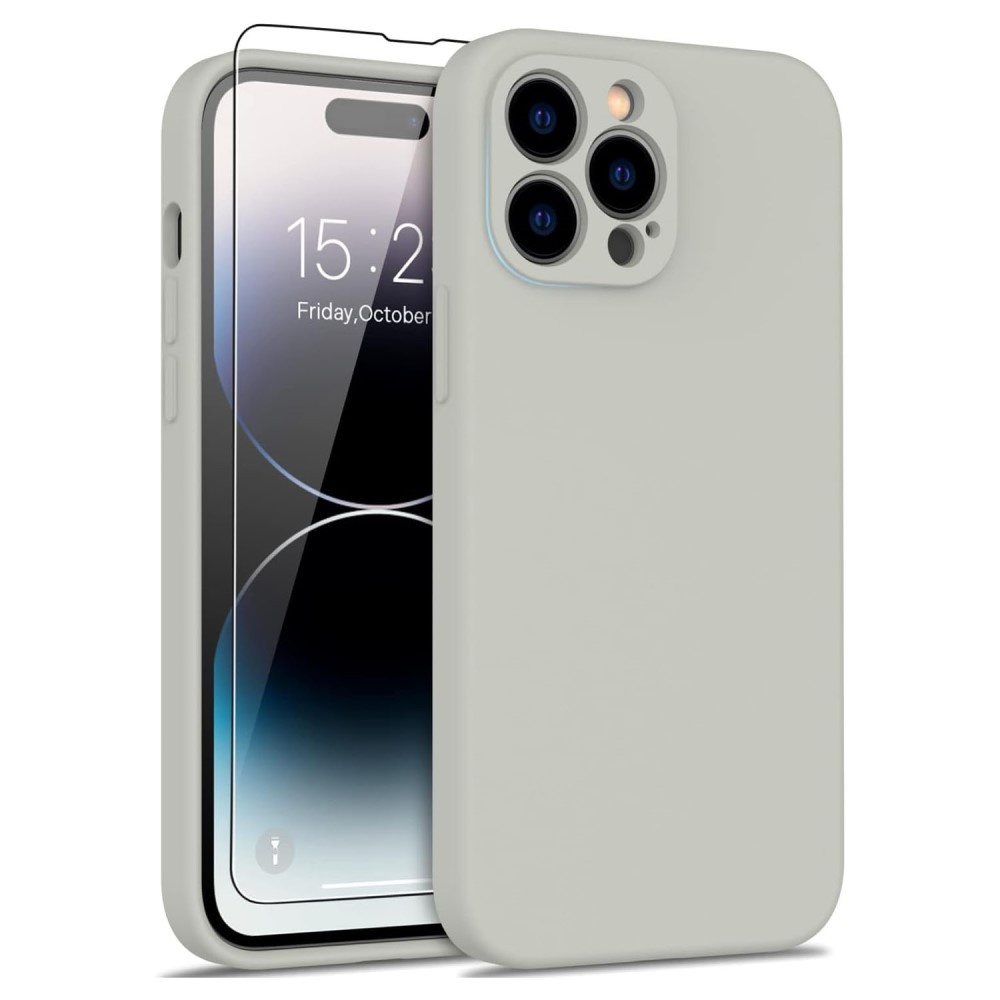 Lunso - iPhone 15 Pro - Hoesje Flexibel silicone Backcover - Beige