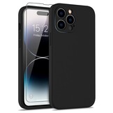 iPhone 15 Pro Hoesje Flexibel silicone Backcover - Zwart + Gratis beschermglas