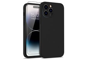 Lunso - iPhone 15 Pro - Hoesje Flexibel silicone Backcover - Zwart