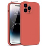 iPhone 15 Pro Hoesje Flexibel silicone Backcover - Rood + Gratis beschermglas