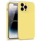 iPhone 15 Pro Hoesje Flexibel silicone Backcover - Geel + Gratis beschermglas