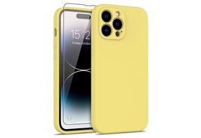 Lunso - iPhone 15 Pro - Hoesje Flexibel silicone Backcover - Geel