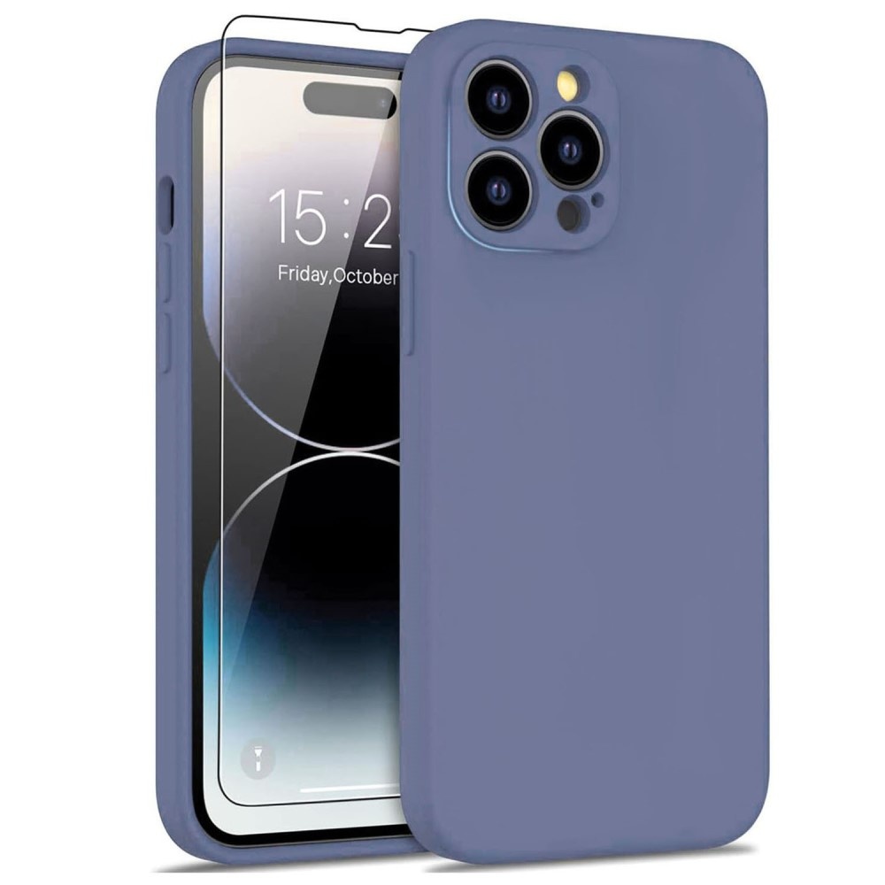 iPhone 15 Pro Hoesje Flexibel silicone Backcover - Lavendel + Gratis beschermglas