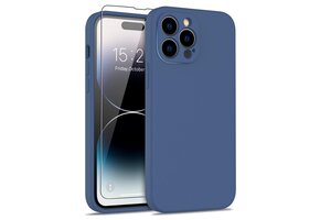 Lunso - iPhone 15 Pro - Hoesje Flexibel silicone Backcover - Donkerblauw