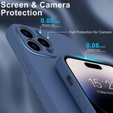 iPhone 15 Pro Hoesje Flexibel silicone Backcover - Donkerblauw + Gratis beschermglas