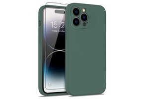 Lunso - iPhone 15 Pro - Hoesje Flexibel silicone Backcover - Donkergroen