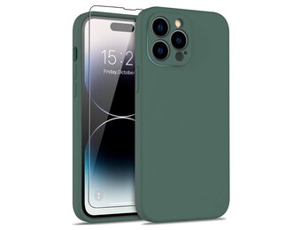 Lunso - iPhone 15 Pro - Hoesje Flexibel silicone Backcover - Donkergroen