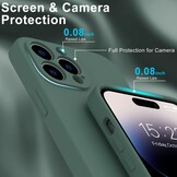 iPhone 15 Pro Hoesje Flexibel silicone Backcover - Donkergroen + Gratis beschermglas