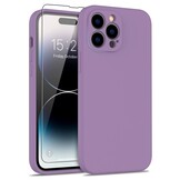iPhone 15 Pro Hoesje Flexibel silicone Backcover - Paars + Gratis beschermglas