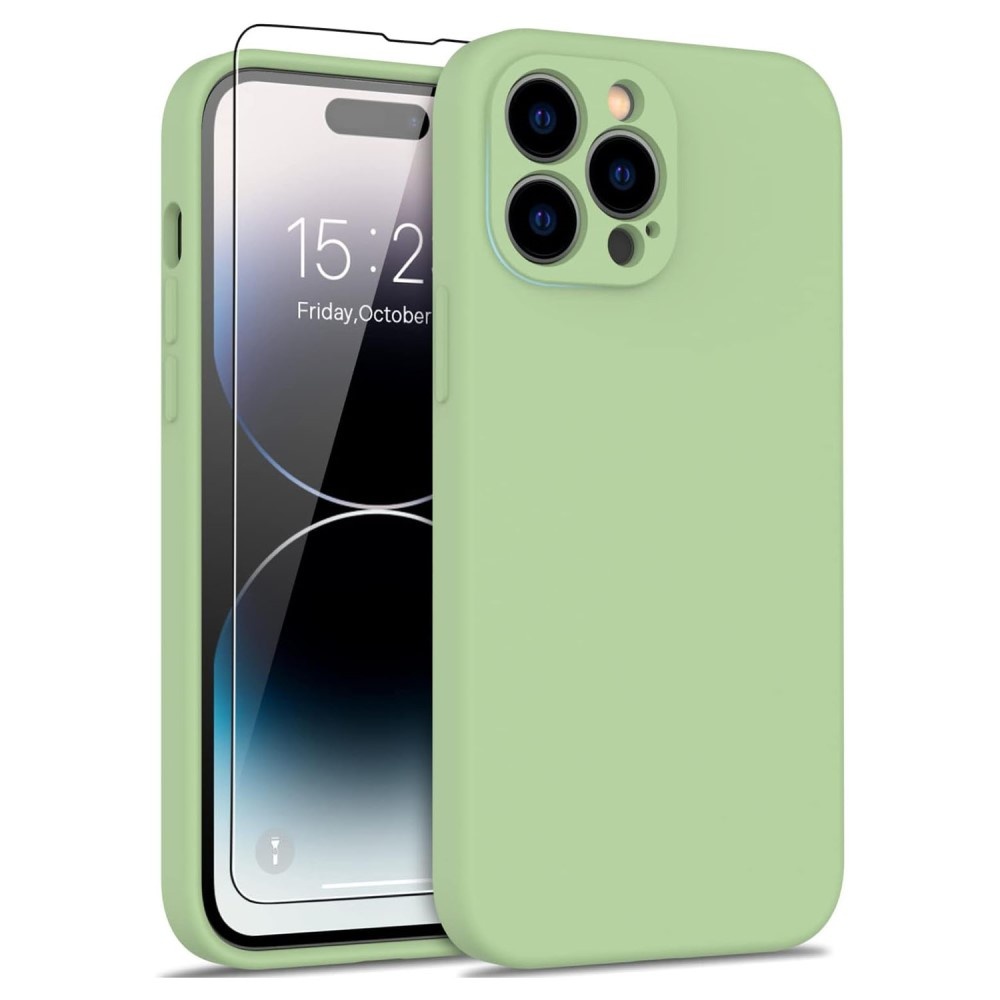iPhone 15 Pro Hoesje Flexibel silicone Backcover - Lime Groen + Gratis beschermglas