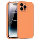 iPhone 15 Pro Max Hoesje Flexibel silicone Backcover - Oranje + Gratis beschermglas