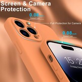 iPhone 15 Pro Max Hoesje Flexibel silicone Backcover - Oranje + Gratis beschermglas