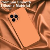 iPhone 15 Pro Max Hoesje Flexibel silicone Backcover - Oranje + Gratis beschermglas