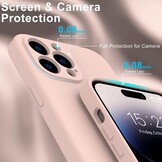 iPhone 15 Pro Max Hoesje Flexibel silicone Backcover - Lichtroze + Gratis beschermglas