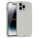 iPhone 15 Pro Max Hoesje Flexibel silicone Backcover - Beige + Gratis beschermglas