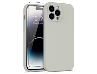 Lunso - iPhone 15 Pro Max - Hoesje Flexibel silicone Backcover - Beige