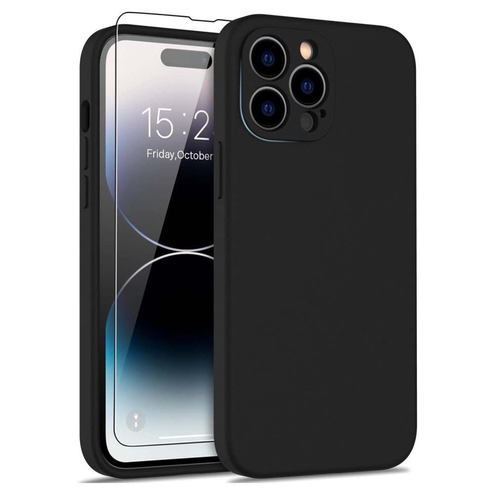 Lunso - iPhone 15 Pro Max - Hoesje Flexibel silicone Backcover - Zwart