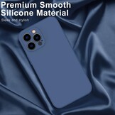 iPhone 15 Pro Max Hoesje Flexibel silicone Backcover - Donkerblauw + Gratis beschermglas