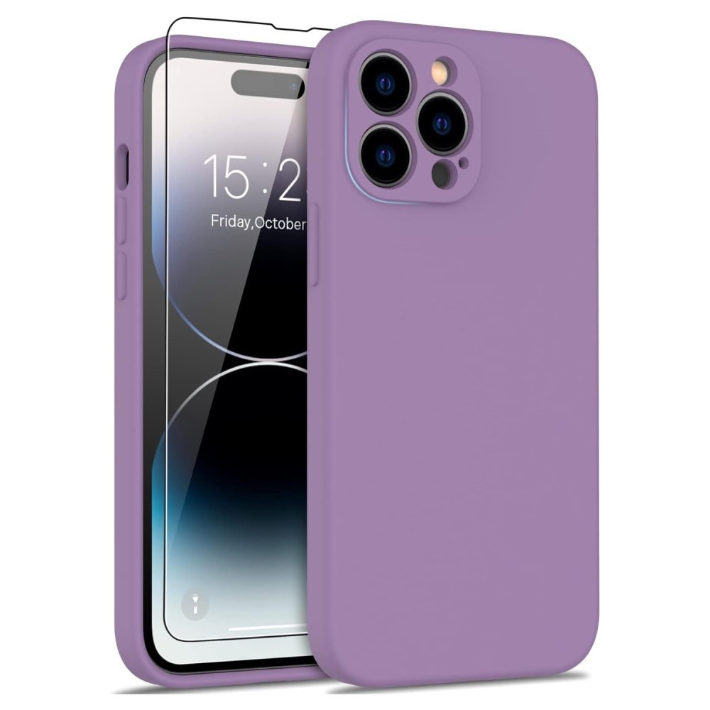 iPhone 15 Pro Max Hoesje Flexibel silicone Backcover - Paars + Gratis beschermglas