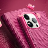 iPhone 15 Pro leren bookcase hoes - Croco Roze