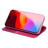 iPhone 15 Plus leren bookcase hoes - Croco Roze