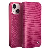 iPhone 15 leren bookcase hoes - Croco Roze