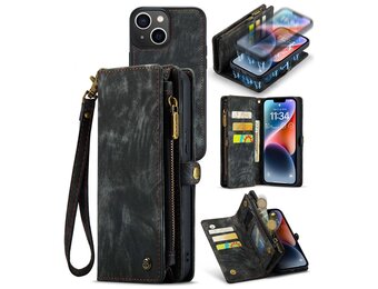 Caseme - Vintage 2 in 1 portemonnee hoes - iPhone 14 Plus - Zwart