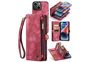 Caseme - Vintage 2 in 1 portemonnee hoes - iPhone 14 Plus - Rood