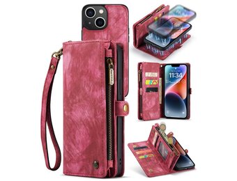 Caseme - Vintage 2 in 1 portemonnee hoes - iPhone 14 Plus - Rood