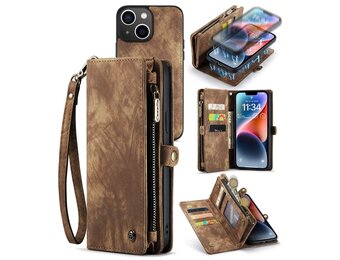 Caseme - Vintage 2 in 1 portemonnee hoes - iPhone 14 Plus - Bruin