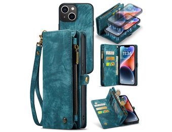 Caseme - Vintage 2 in 1 portemonnee hoes - iPhone 14 Plus - Blauw