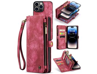 Caseme - iPhone 14 Pro - Vintage 2 in 1 portemonnee hoes - Rood