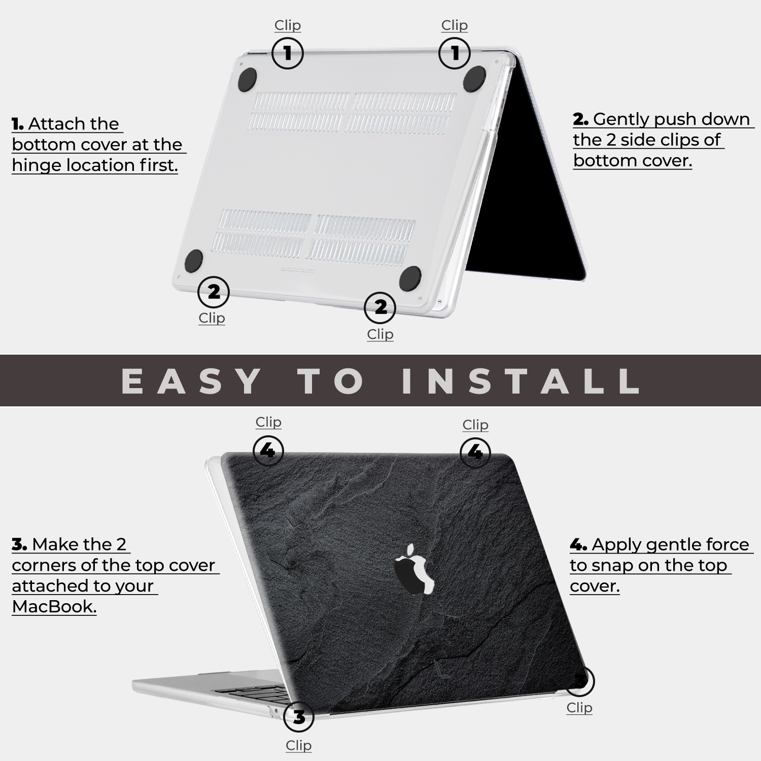 MacBook Air 15 inch (2023-2026) cover hoes case - Black Stone